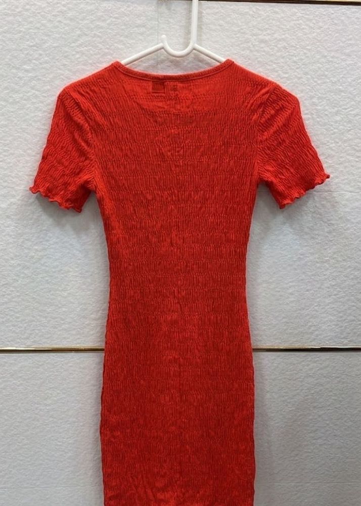 Vibrant Red Textured Mini Dress