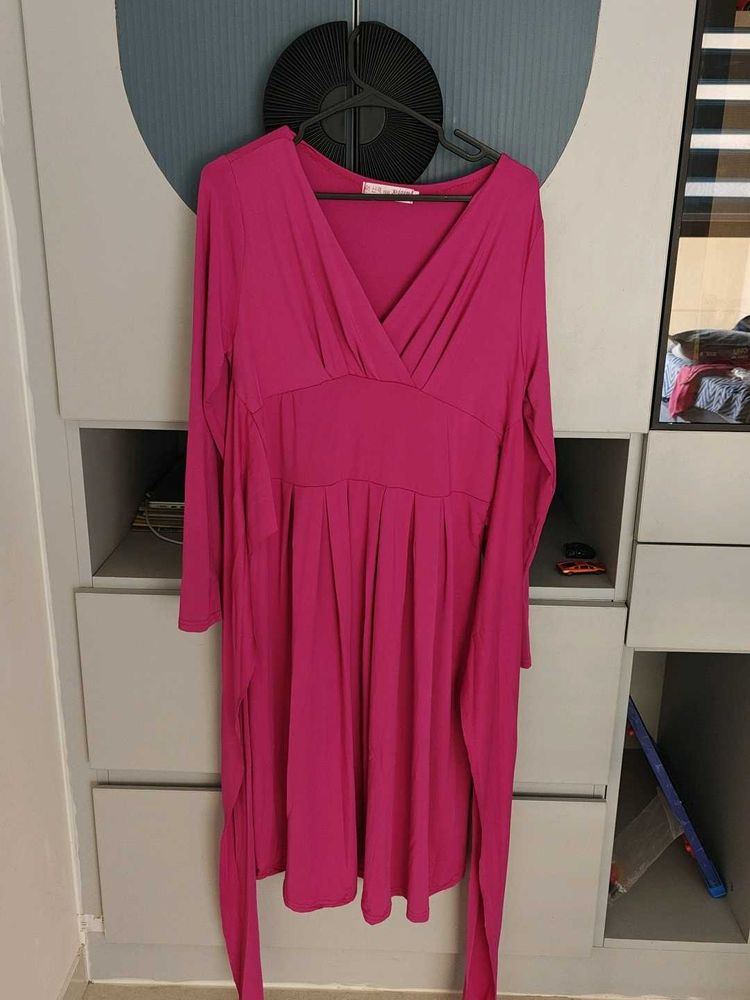 Magenta Long Sleeve Dress