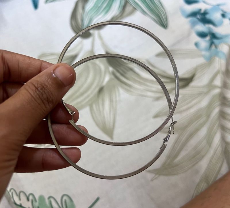 Classic Silver Hoop and gold earrings ( two)
