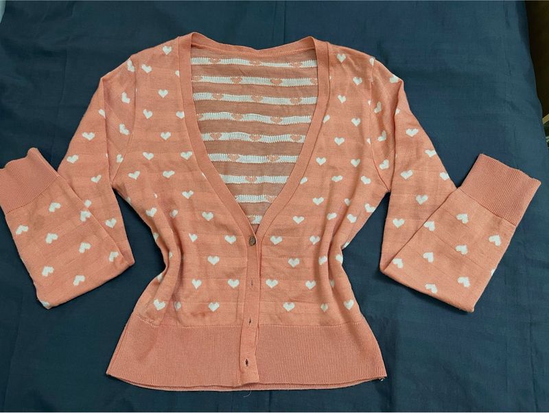 Cute Heart Pattern Cardigan