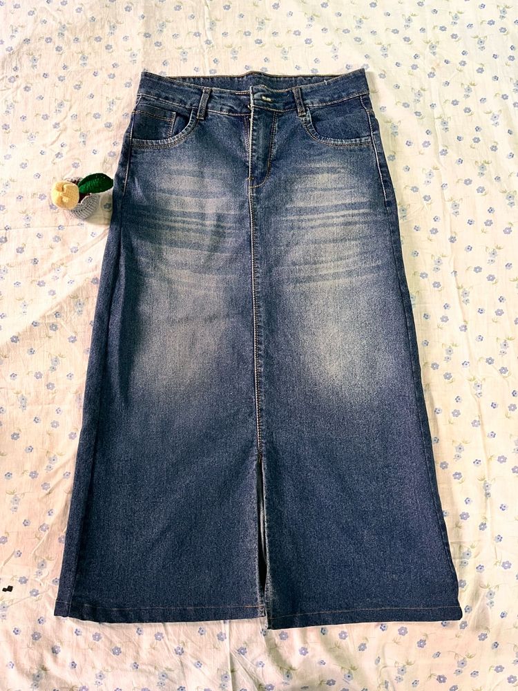 Denim Slit Skirt