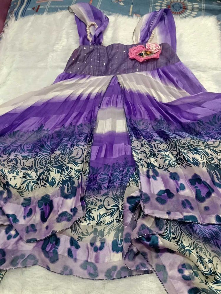 Purple Ombre Gown with Floral Applique
