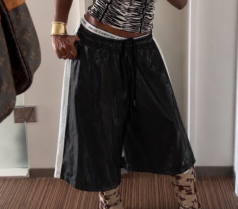 Japanese Unisex Jorts With Shiny Nylon fabric