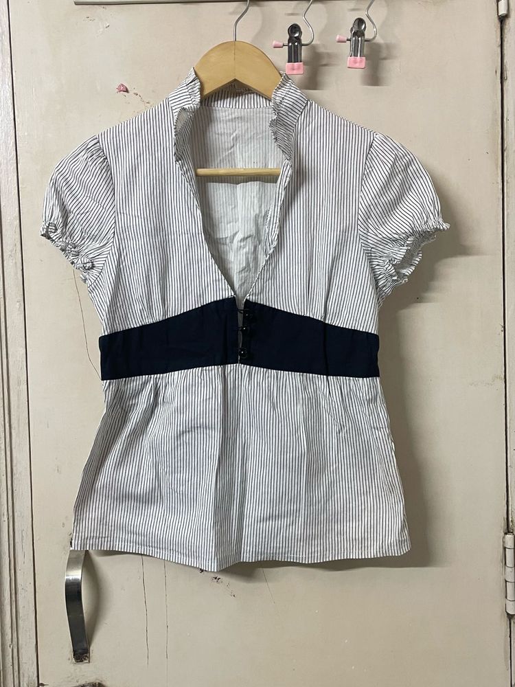 Y2K Striped Button-Up Top
