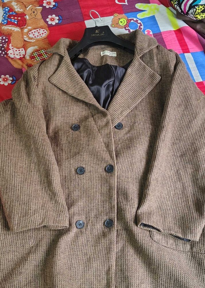 Vintage Double-Breasted Brown Overcoat