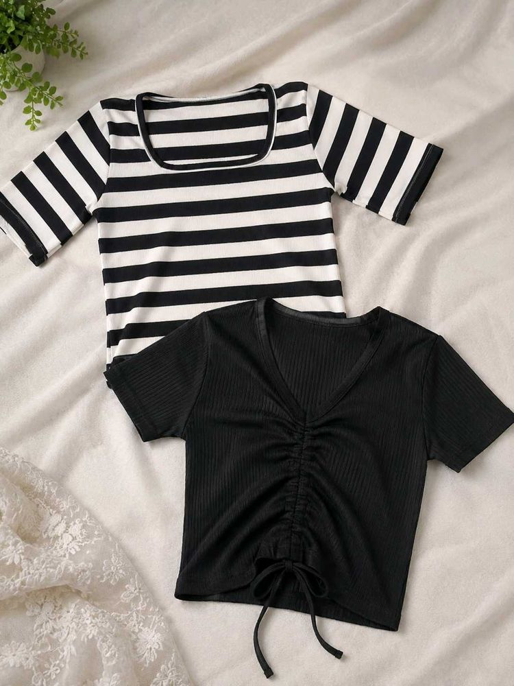 combo 2 black and white top
