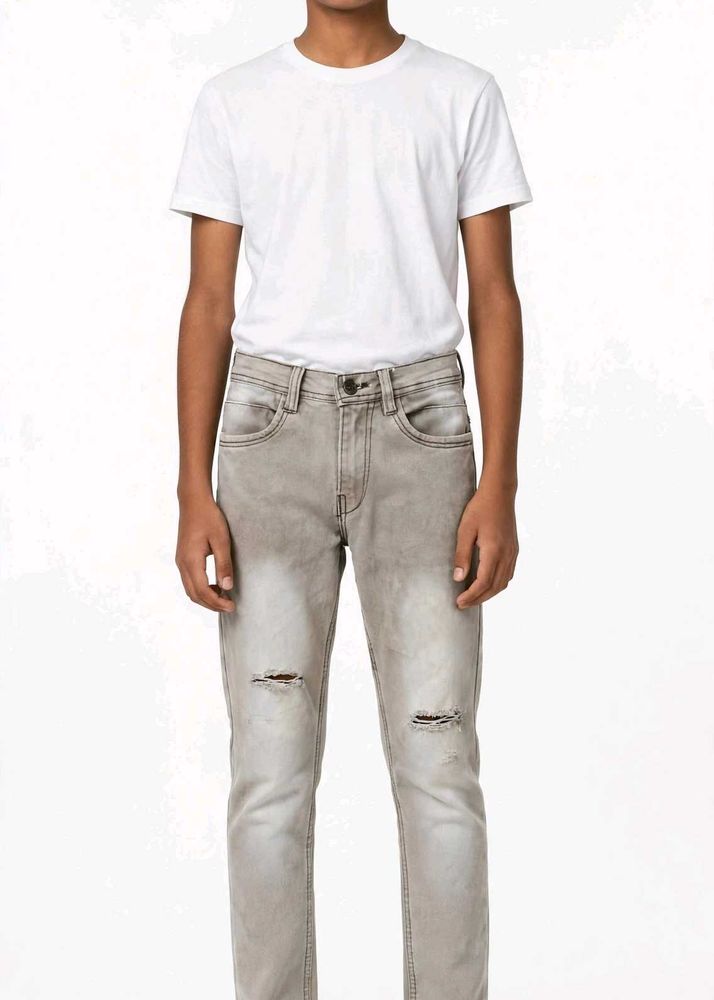 Light Beige faded jeans for kids