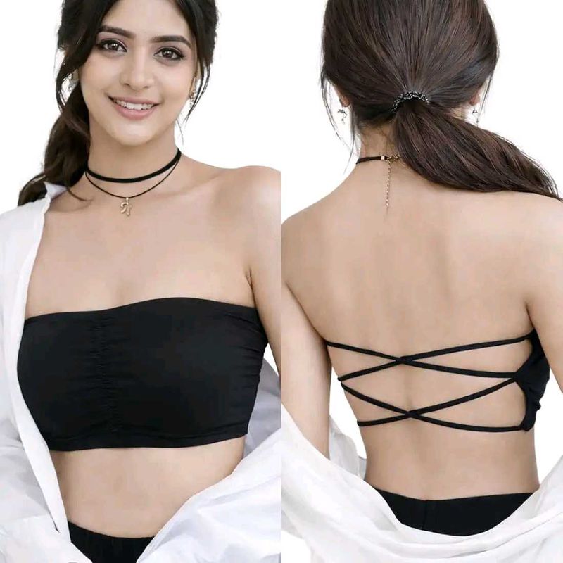 Trendy Black Criss-Cross Bikini Top🙈