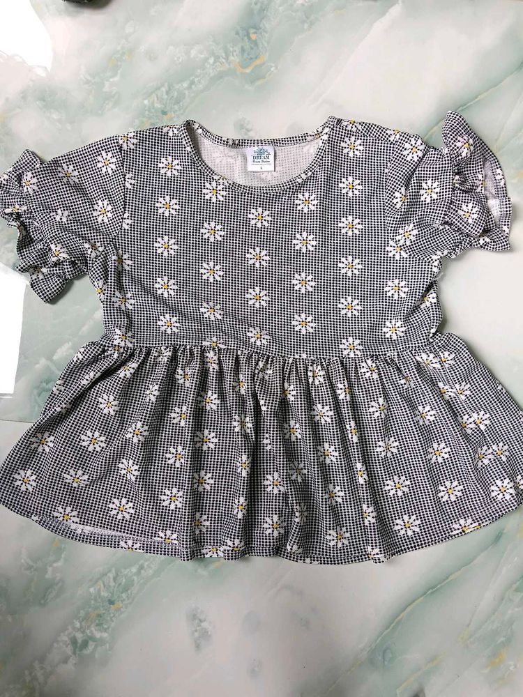 Cute Daisy Print Peplum Kurta