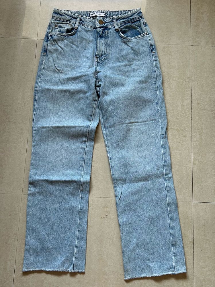 Zara Light Wash Wide Leg Jeans