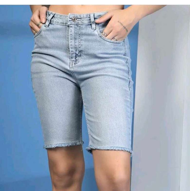 Light Wash Denim Bermuda Shorts