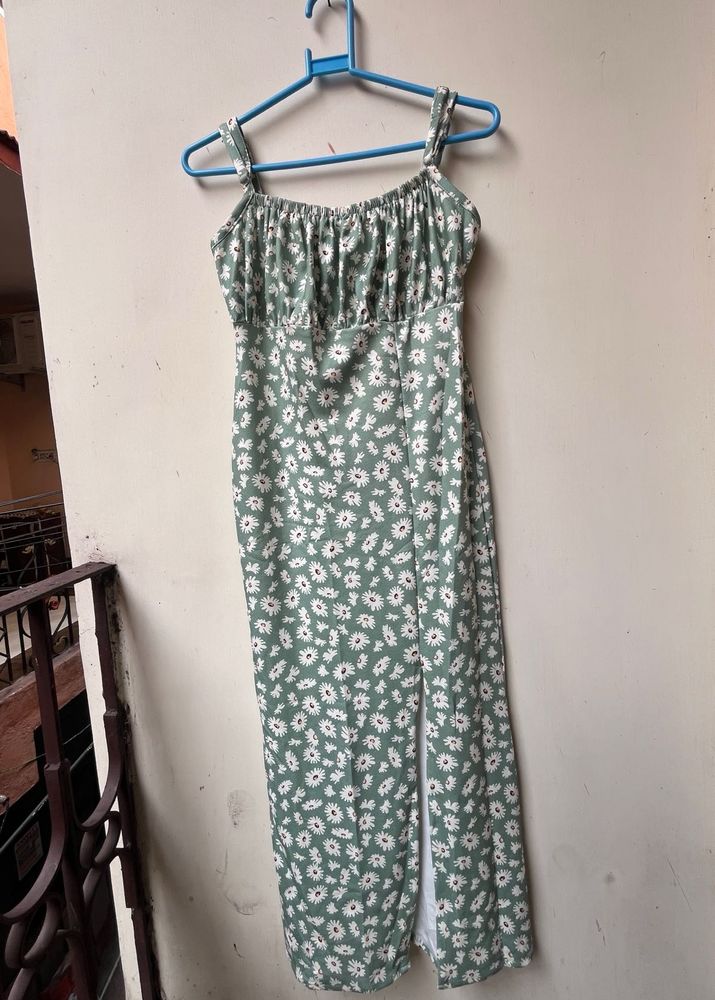 Cute Green Daisy Print Midi bodycorn dress