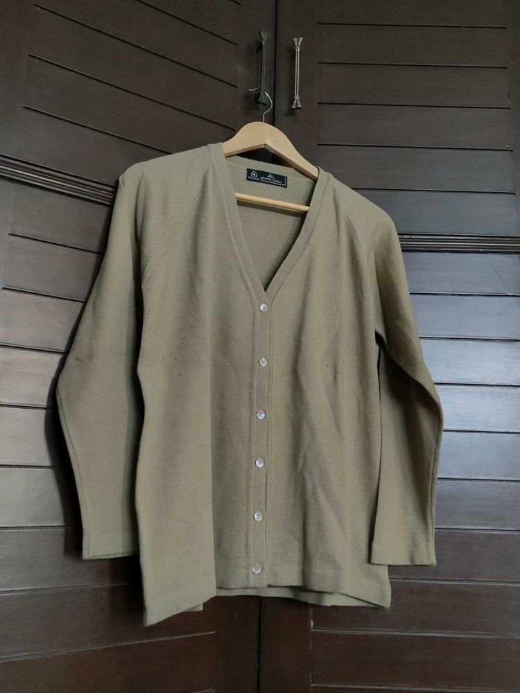 Monte Carlo Women Beige Wool V-neck Cardigan Combo