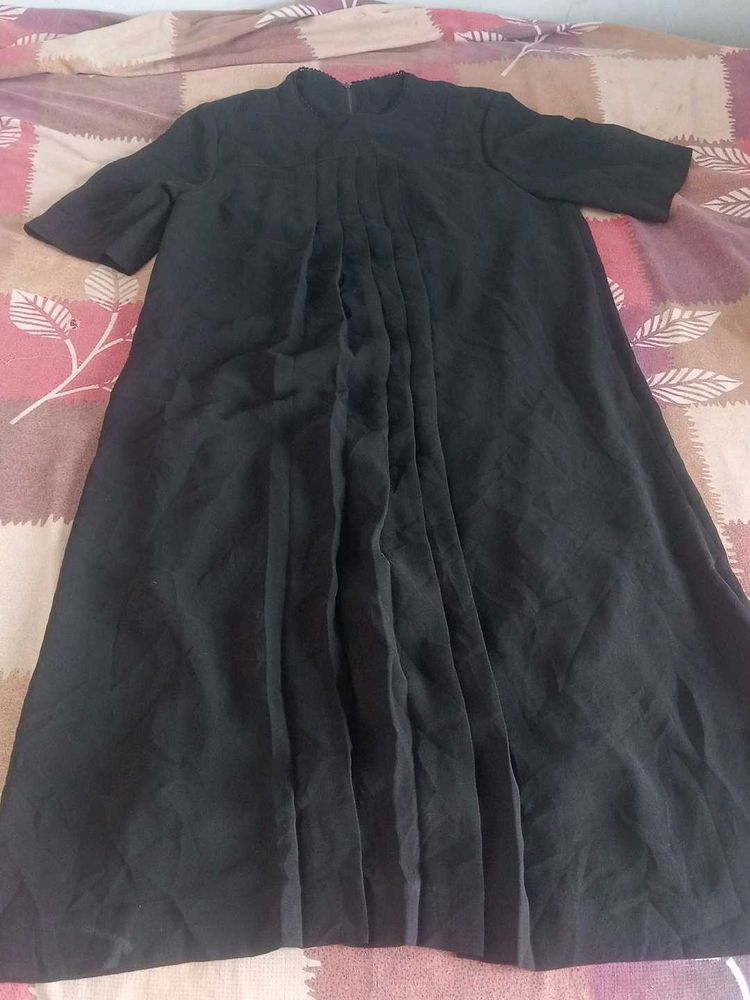 Elegant Black Kurta with Pleated Front