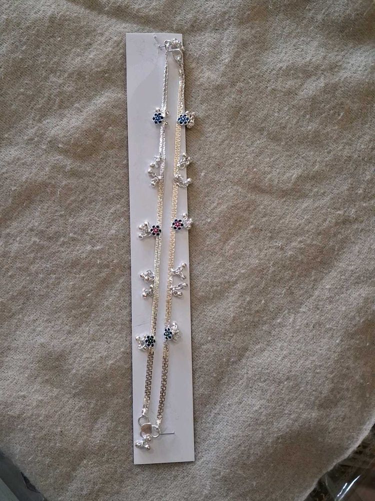 Elegant Silver Anklets with Charming Embellishment