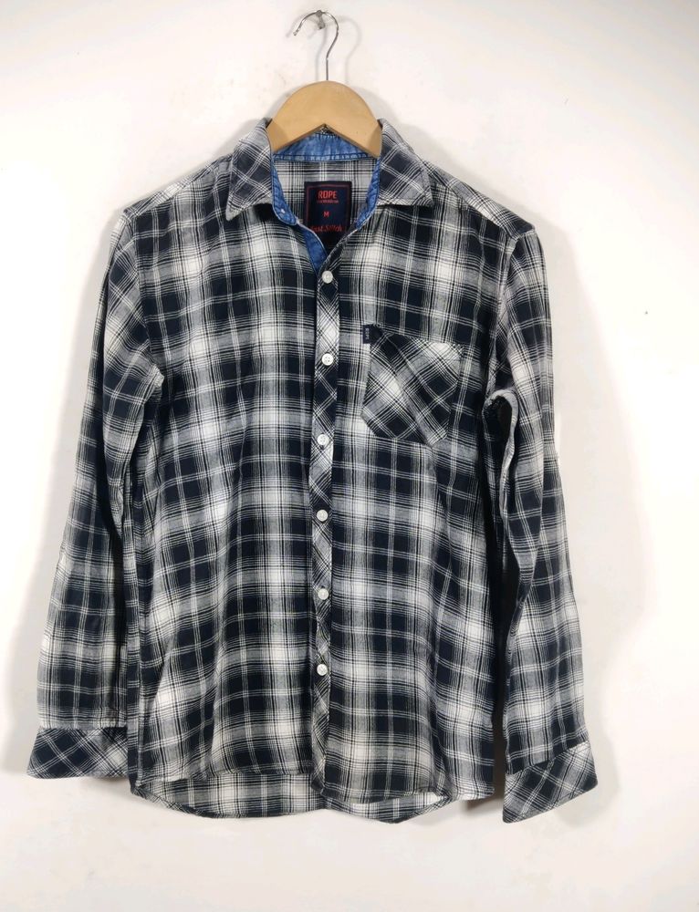 Rope Black Checks Slim Fit Shirt(Mens)