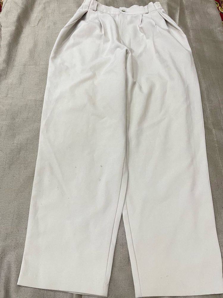 High Waisted Cream Wide Leg Pants