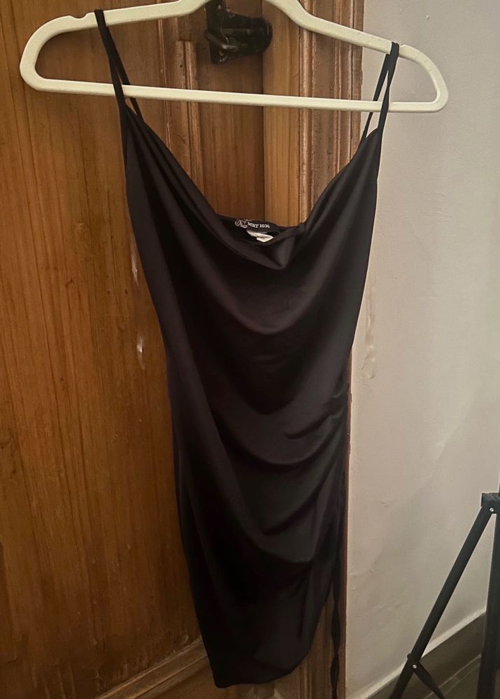 Silk black dress - adjustable strap Size- Medium