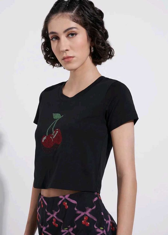 cute black cherry top 🍒