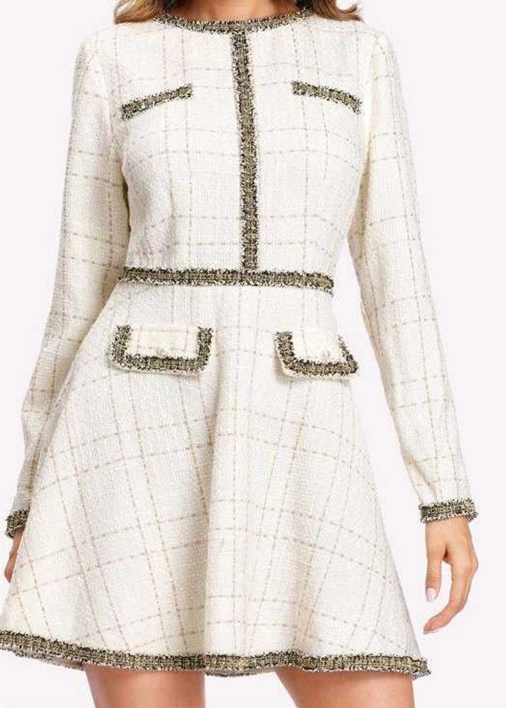 Chanel inspired White Tweed Dress