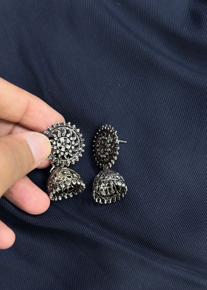 Oxidised Silver Jhumki