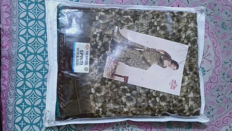 Beautiful Saree Olive Gray