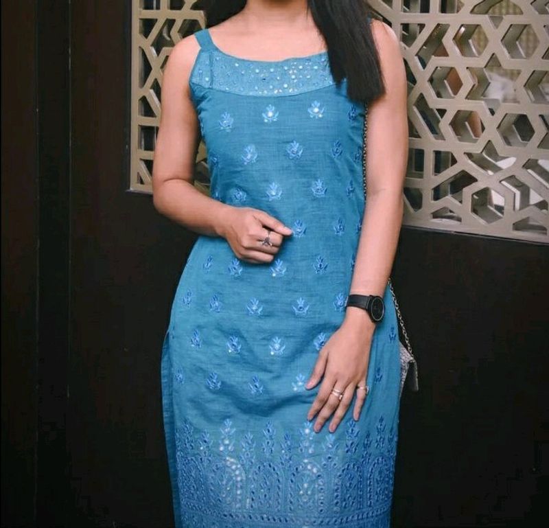 Sleeveless sky blue gorgeous Kurta | Used once