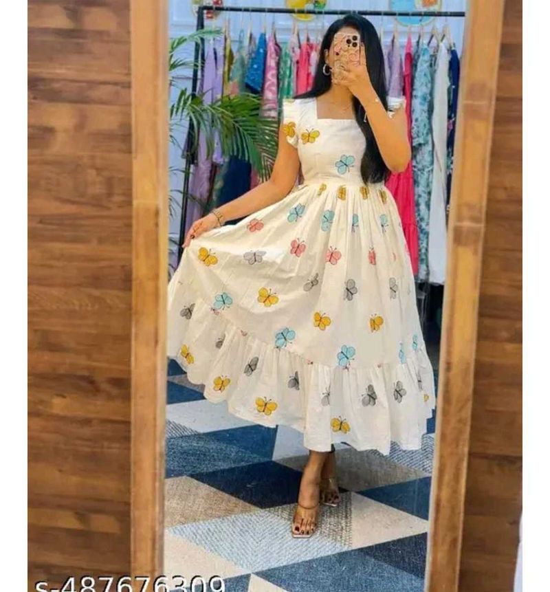 Chic Butterfly Print Midi Dress
