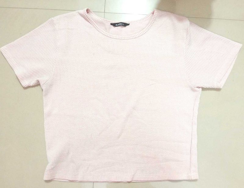 Pink Ribbed T-Shirt