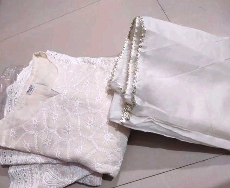 Elegant White Chikankari Kurta Set