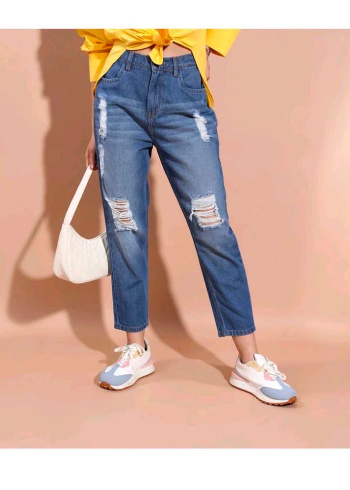 Stylish Ripped Blue Denim Jeans