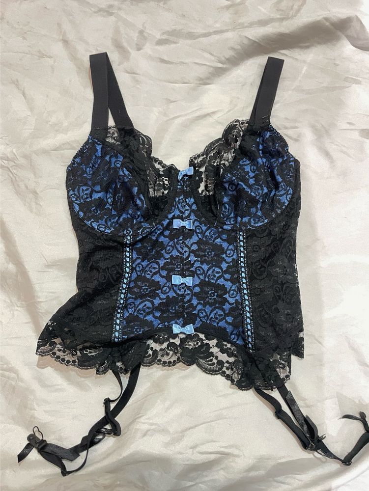 Lace Corset Bralette with Garters top