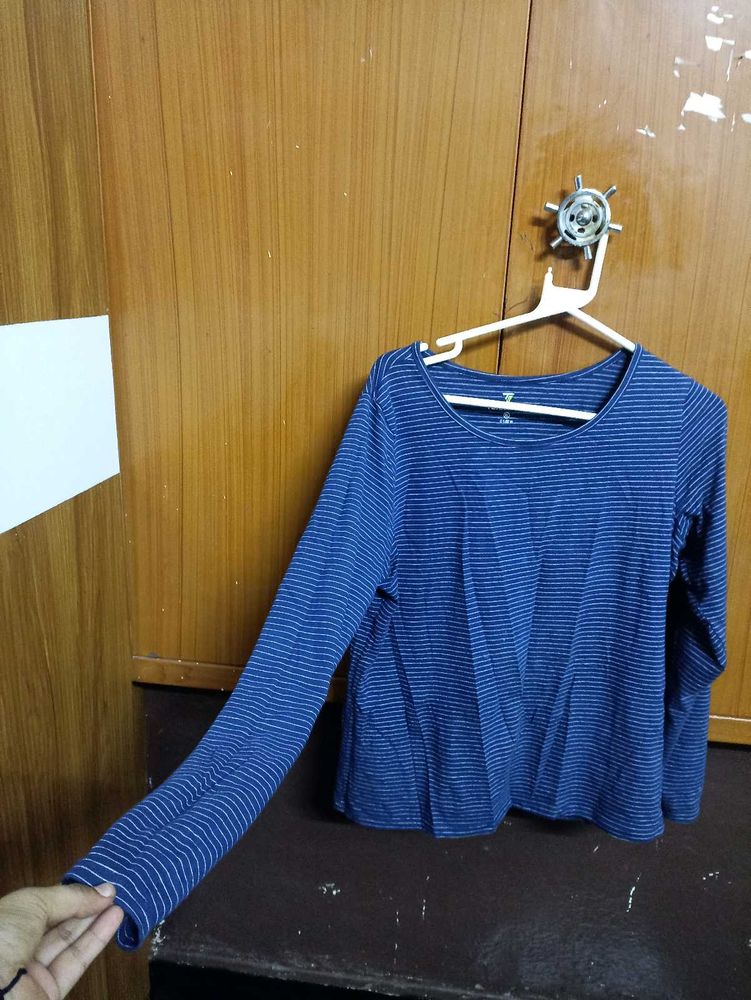 Blue Striped Long Sleeve Top