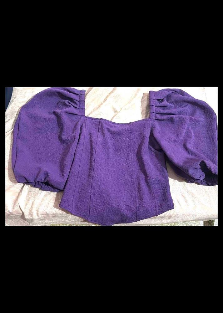 Purple Puff Sleeve Top