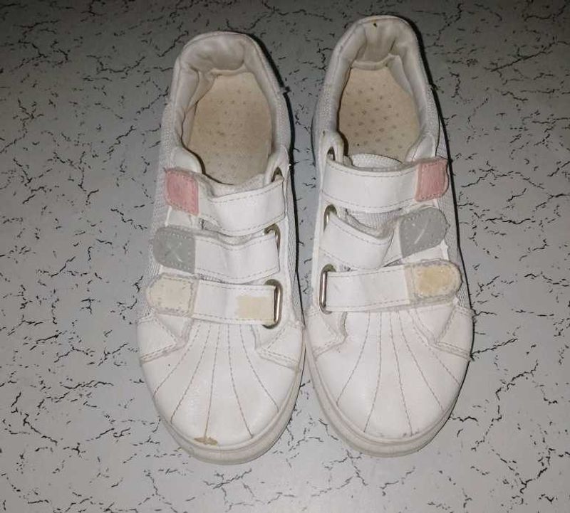 White Sneakers with Velcro Straps
