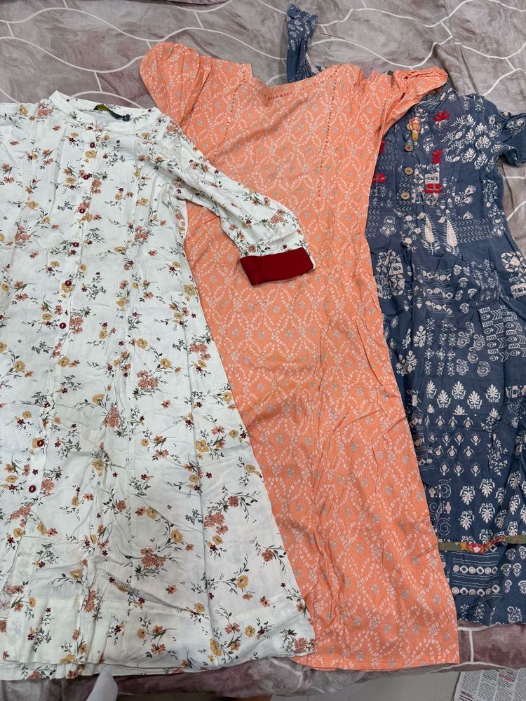 Set Of 3 Daily Home Wear Cotton Kurti