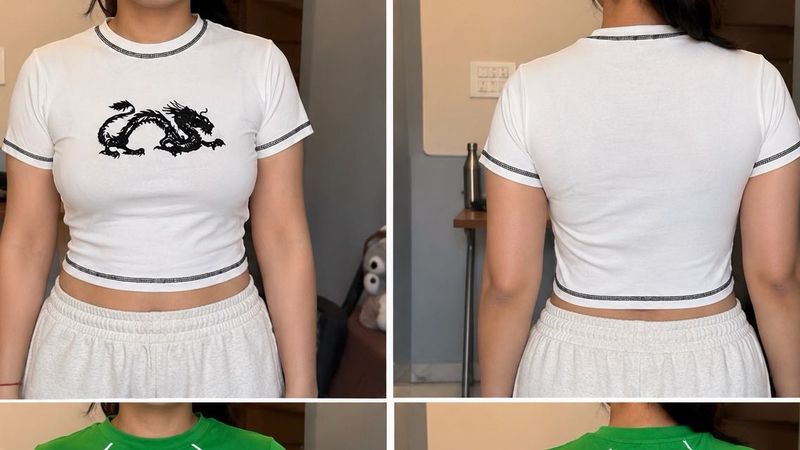 Dragon Print White T-Shirt S size