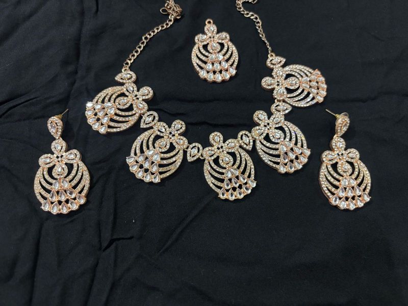 Rose Gold Kundan Jewelry set