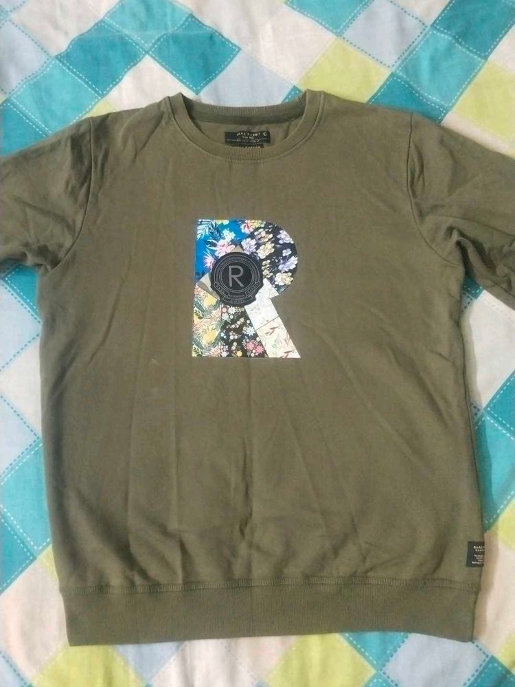 Olive Green "R" Graphic Sweatshirt