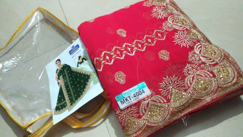 Beautiful Hot Red Saaree ❤️🔥.                                 Beautifully Embroidery Saree Full Work On Saree. Perfect For Wedding Functions Beautiful Red Colour