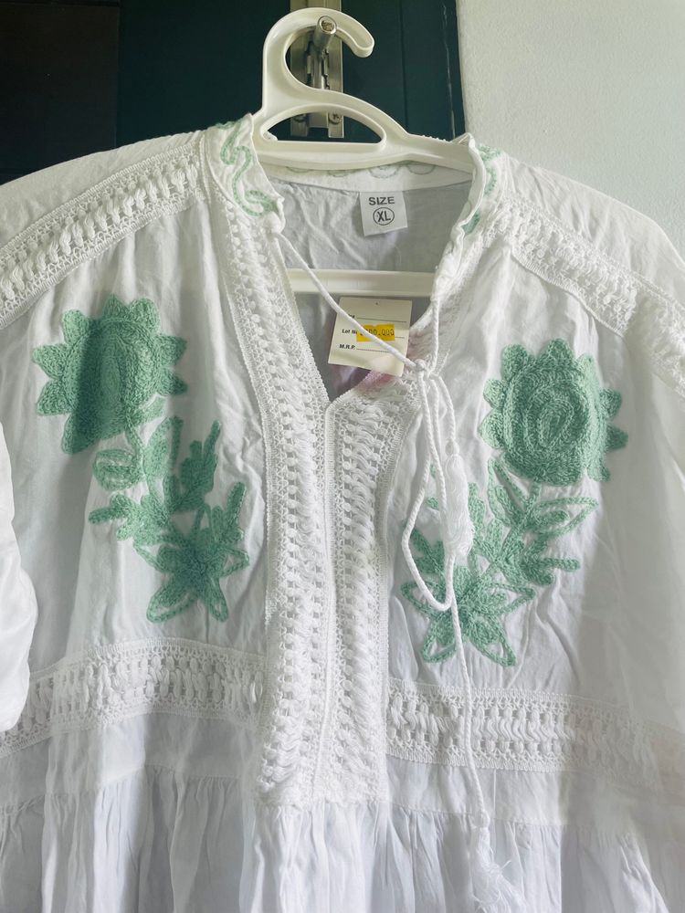 Beautiful white with green work middy ..