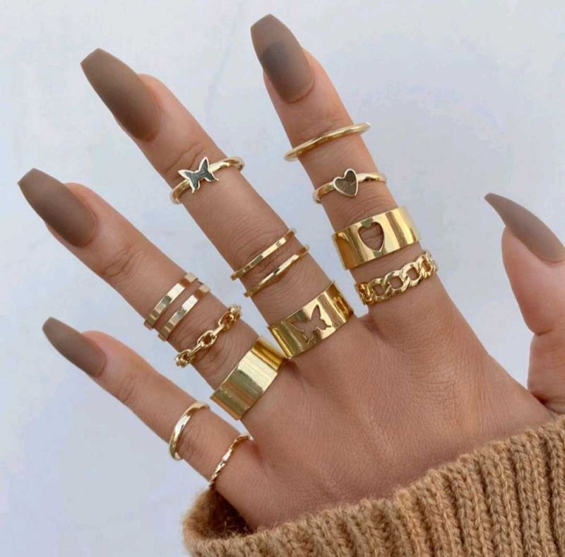 Gold Plated 12 Pcs Stackable Rings