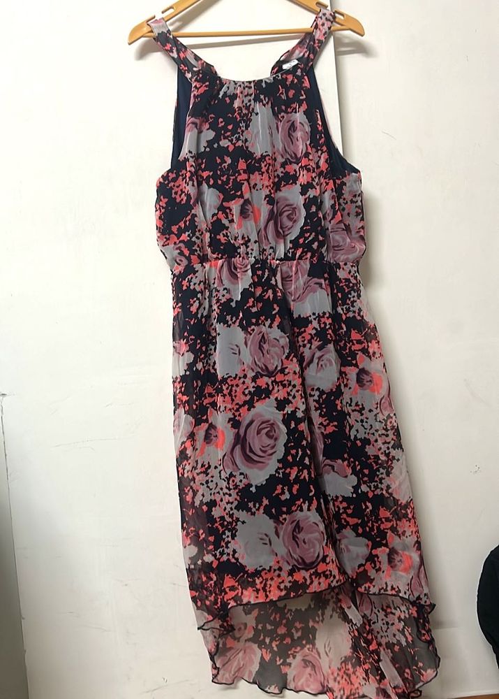 Floral Print High-Low Dress