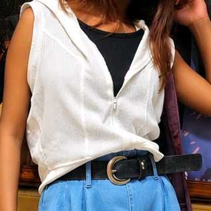 Sleeveless Hoodie Top