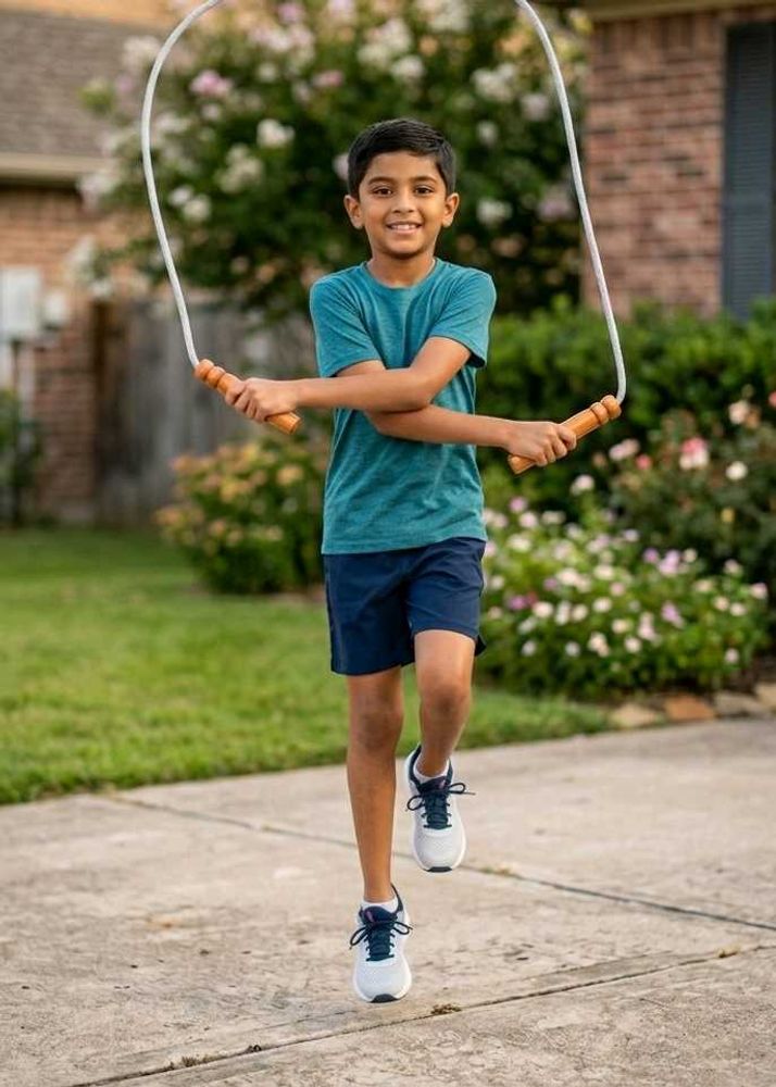 Jump Rope with Wooden Handles for Kids