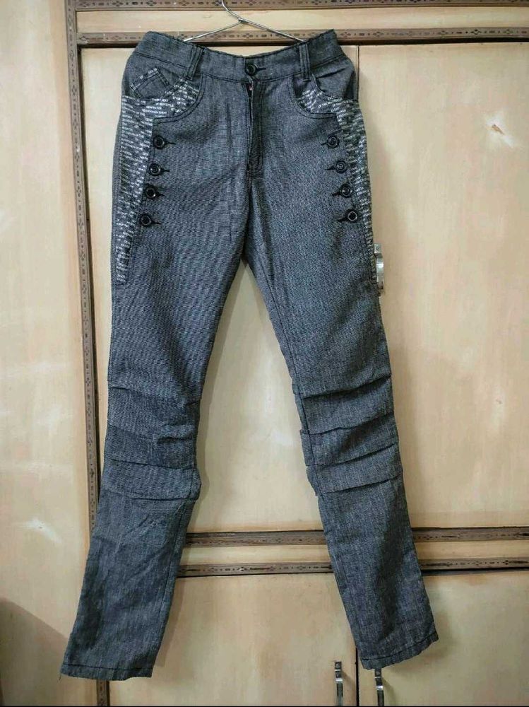 Men's Grey Casual Trousers | 30 in Waist
