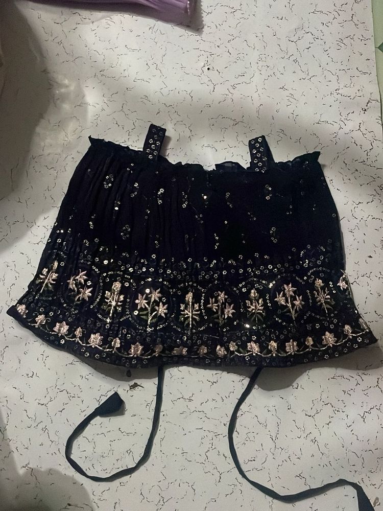 Beautiful Navy Blue Georgette Lehenga for Girls