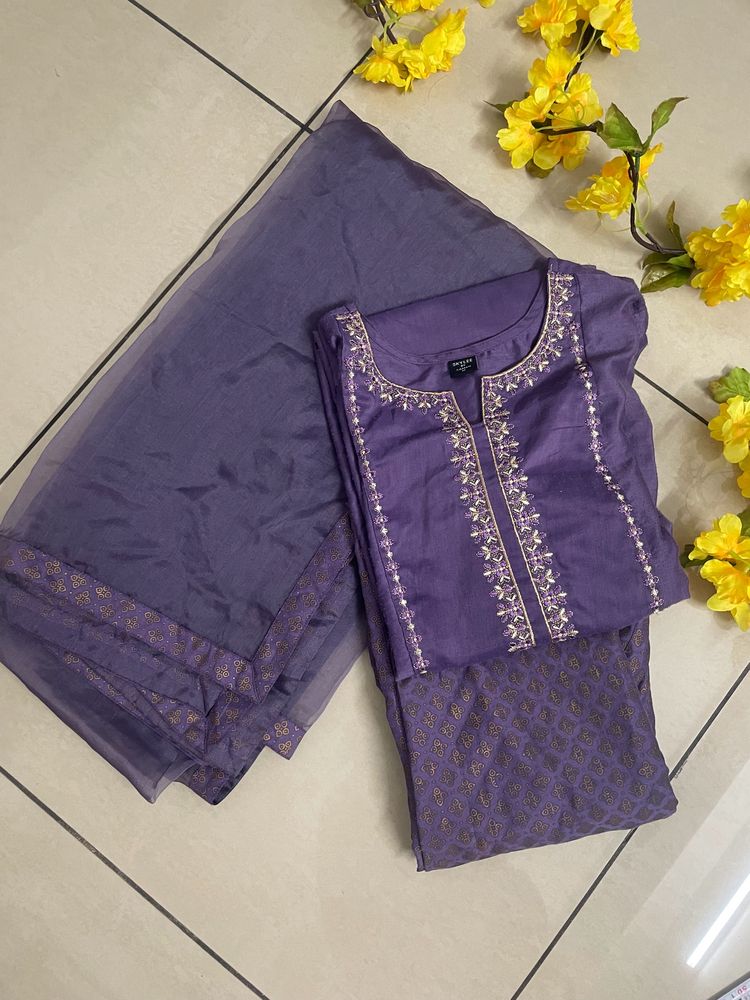 Purple Cotton Kurta Set