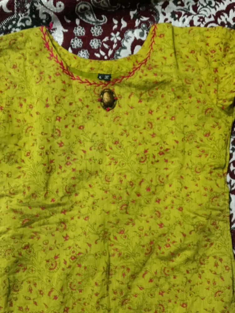 Floral Print Green Kurta