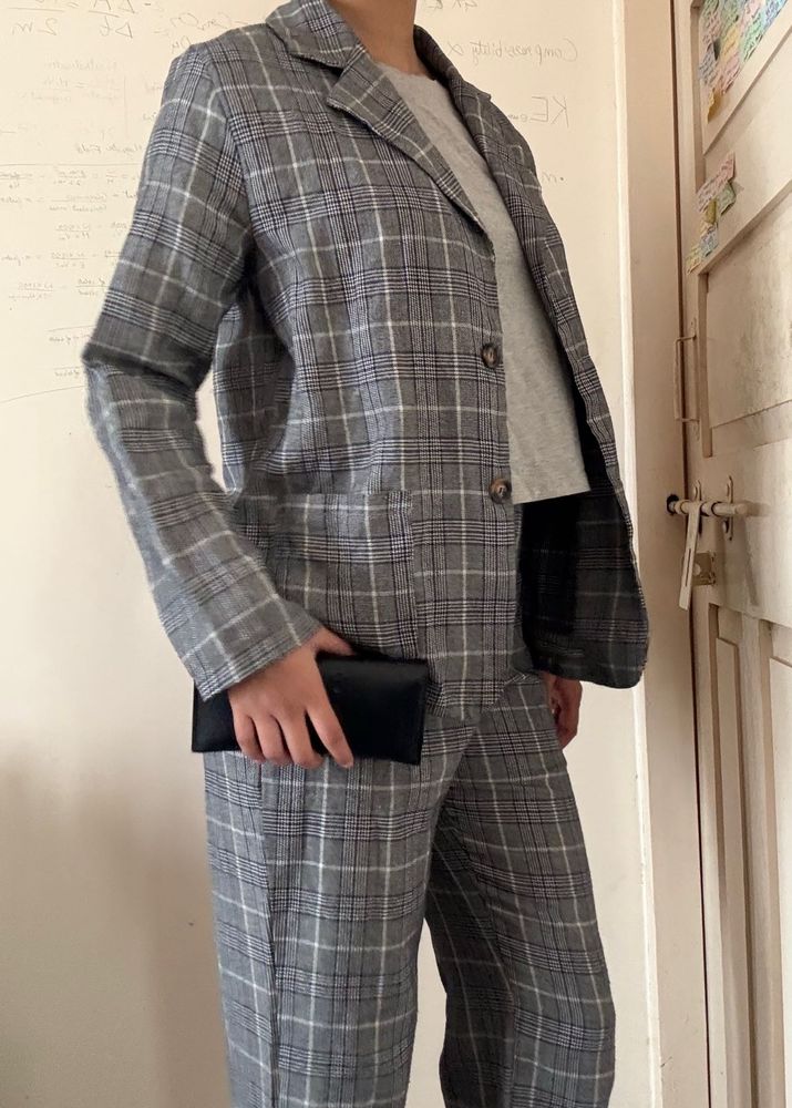 Gray plaid suit set